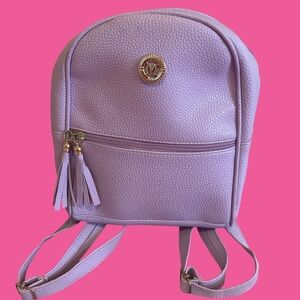 Light Purple/Lavender Pebbled Leather Backpack with Tassel Pulls